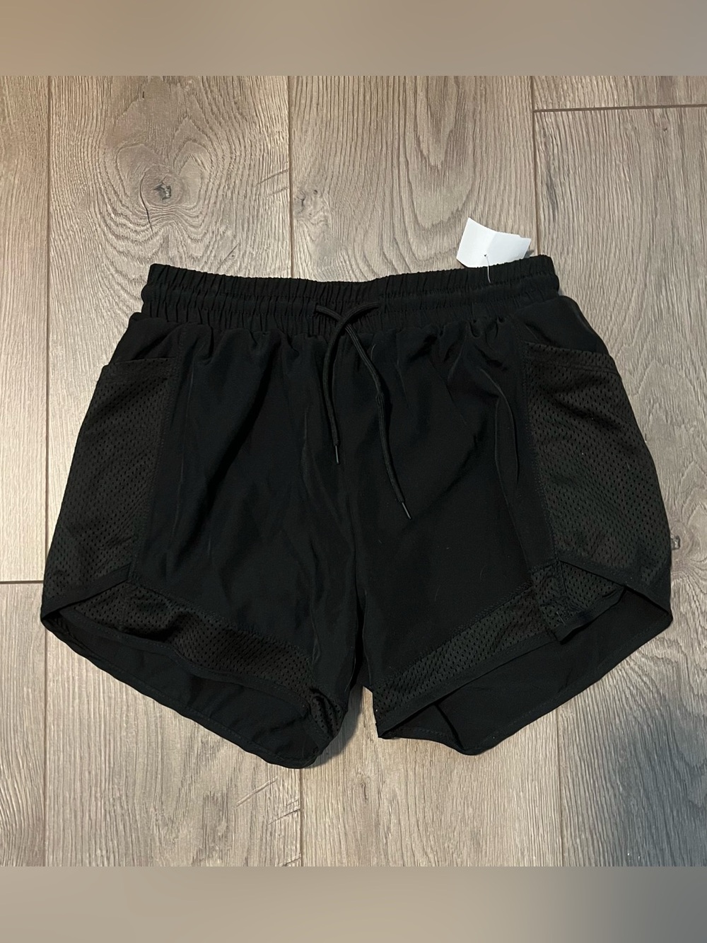 Black Women's Athletic Shorts with Mesh Pockets